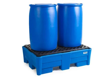 POLY SAFE SPILL - 2 DRUM SPILL CONTAINMENT PALLET - SAFE ACID STORAGE- PE GRATING